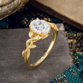 Nature-inspired Botanical Vine Entwined 4-Prong Oval-Cut Moissanite Engagement Ring
